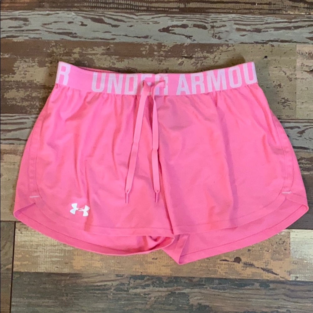 Pink under armour shorts size small